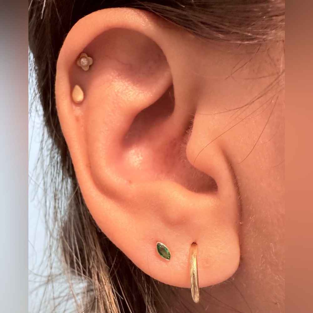 *NEW* 14K Solid Gold + Natural Emerald Marquise Stud 💚